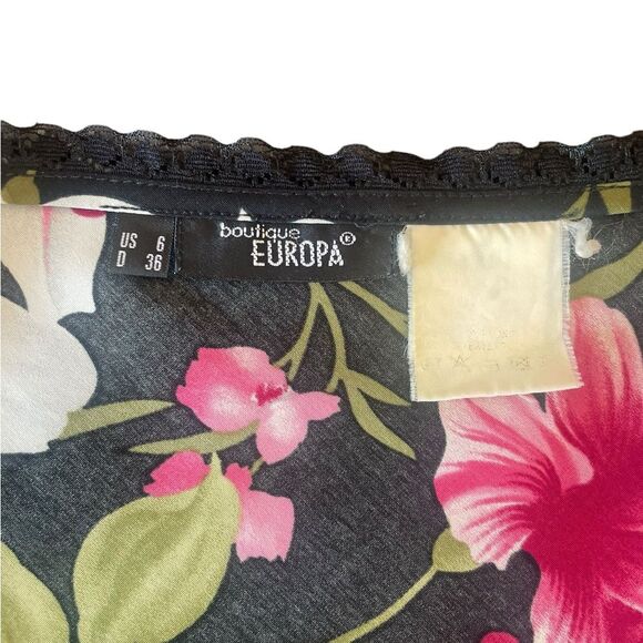 Boutique Europa Floral Midi Slip Dress Lace Trim Lightweight Womens Size 6 - Picture 6 of 9